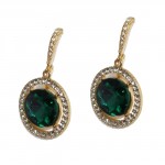 Faria Round Pave Teal Crystal Earrings
